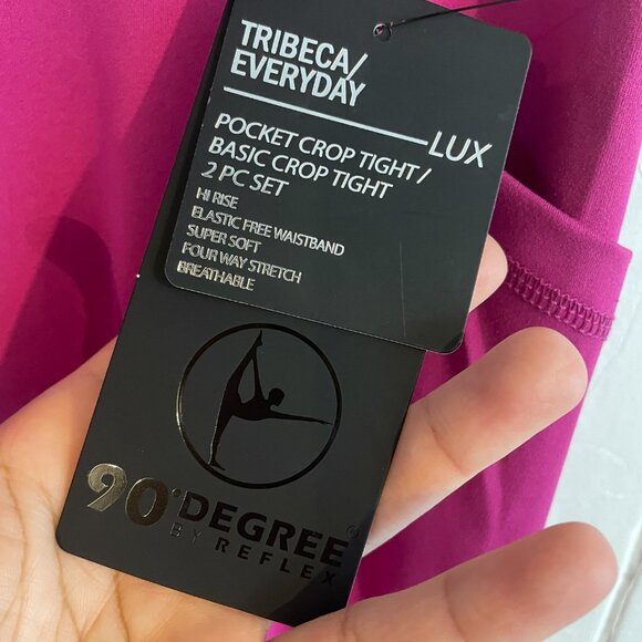 90 Degree By Reflex, Leggings SMALL, Lana Everyday LUX Crop Tight, Fuchsia PINK - Picture 5 of 10